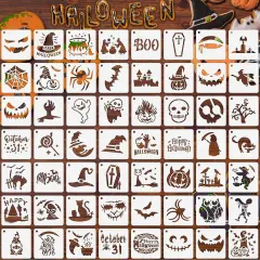 Halloween Stencils, 56 Pack Pumpkin Painting Stencil Ornament(3 Inch) , (Halloween)