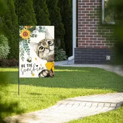 Summer Cat Garden Flag for Outside 12x18 Double Sided,Be The Sunshine Cat with Sunflowers Small Yard Flags,Spring Seasonal Decor for Farmhouse Holiday Outdoor