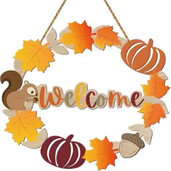 Pumpkin Maple Leaf Welcome Sign - Fall Wreaths