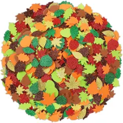 600Pcs Fall Thanksgiving Glitter Maple Leaves -Multicoloured