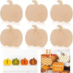 6Pcs Thanksgiving Fall Pumpkin Wooden Cutouts with Ropes
