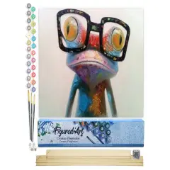 Figured'Art Paint by Numbers for Adults Frog and Eyewear 16"x20" - Craft Art Painting Rolled Canvas with DIY wooden frame