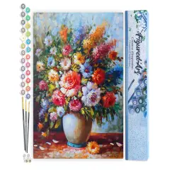 Figured'Art Paint by Numbers Kit for Adults Beautiful Bouquet of Flowers 16"x20" - Craft Art Painting DIY Kit Rolled Canvas without frame