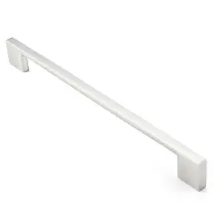 Cauldham Solid Kitchen Cabinet Pulls Handles (9" Hole Centers) - Modern Thin Profile Drawer/Door Hardware - Style M255 - Satin Nickel
