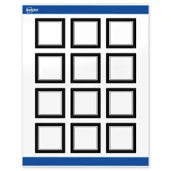 Avery Printable Square Labels, Double Black Border, 2" x 2", Glossy White Square Labels, Permanent, Laser/Inkjet, 120ct, Great for Product Labels