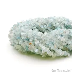 Aquamarine Chip Beads, 34 Inch, Natural Chip Strands, Drilled Strung Nugget Beads, 3-7mm, Polished, GemmartUSA (CHAQ-70001)