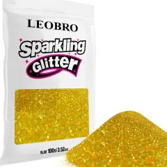 Gold Glitter, 100 g / 3.5 oz Holographic Fine Glitter for Crafts
