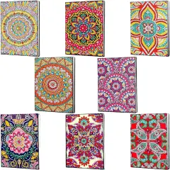 8 Pcs 5d Diamond Art Notebooks Kits for Adult DIY Colorful Mandala Flower