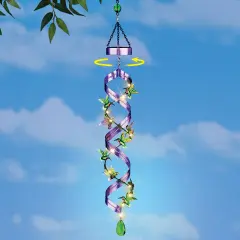 Collections Etc Solar Hanging Purple Wind Spinner Tree Decor