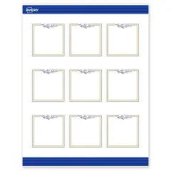 Avery Printable Square Cards, Gold & Navy Border with Florals, 2.5" x 2.5", Matte White Square Cards, Laser/Inkjet, 90ct, Great for Business Cards