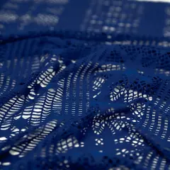1 Yard Cindy Knitted Stretch Lace Fabric, 58" Wide 2 Way Stretch Polyester Royal