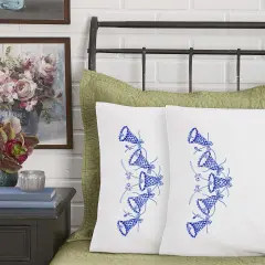 HerrschnersWedding Bells Pillowcase Pair Stamped Embroidery Multi