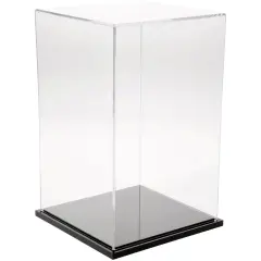 Plymor Clear Acrylic Display Case, 7" W x 7" D x 11" H Black Base