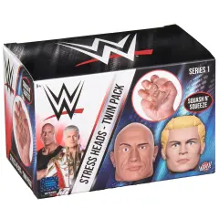 WWE: Stress Heads - Twin Pack - 3" Character Head Squash-Squeeze Novelty Toys, Cody Rhodes & The Rock, Stress Relief & Sensory Play, Kids-Fans Ages 6+