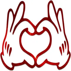Mouse Heart Hands Vinyl Decal Notebook Car Laptop 5.5" x 3.75" (Red Holographic)