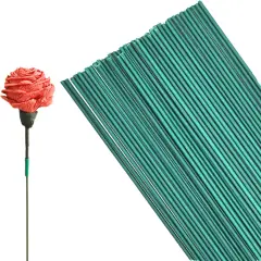 100 Pcs Floral Stems Wire,2 Gauge Florist Flower Wire Stems for Making Flower Arrangement,16 Inch Floral Wire Stems Florist Wire for Bouquet DIY Stem Wrapping and Handcrafts(Green)