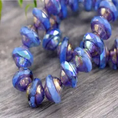 Bronze AB Washed Periwinkle Blue Saturn Beads - Choose Your Size