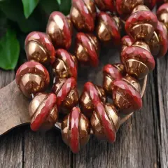 Bronze Washed Ruby Red Saturn Beads - Choose Your Size
