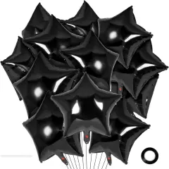 20 Pcs Star Balloons,18 Inch Black Star Foil Balloons,Star Shaped Balloons Mylar Balloons Helium Balloons for Birthday Party Anniversary Wedding Baby Shower Decorations (Black)