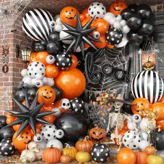 Halloween Boo Latex Balloon Arch Garland Kit (Orange Black White)