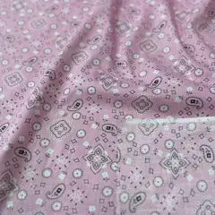1 Yard Bandana Print Poly Cotton Fabric 58" Pink
