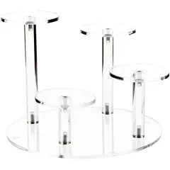 Plymor Clear Acrylic Round 8" Base Riser with 4 Round 3" Display Pedestals, 6" High