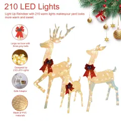 Outdoor or Indoor Christmas Reindeer Decoration with Warm LED Lights & Stakes