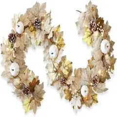6Ft Fall Maple Leaf Pumpkins Berry Pine Cone Garland