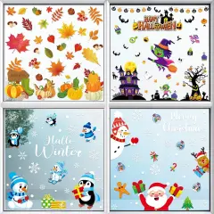 160PCS Christmas Winter Thanksgiving Window Clings