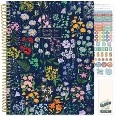 bloom daily planners 2025-26 Academic Planner, Soft Cover, 8.5" x 11", Garden Party, Navy