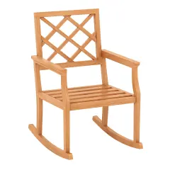 Solid Teak Wood Outdoor Rocking Chair &ndash; Oversized Porch Rocker with Ergonomic Design