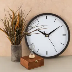 8 Inch Stainless Steel Wall Clock (20 cm) - Silent Battery Operated Non-Ticking Clock with Brushed Metal Finish, Black Dial for Living Room, Bedroom, Office