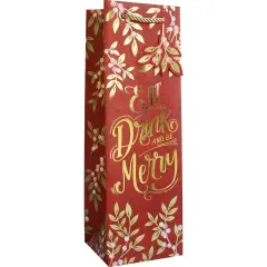 Pack/6: Holiday Floral Wine Bag - 4-1/2 x 4-1/2 x 14"