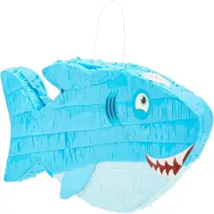 Shark Pinata, Ocean-Themed Fish Pinata, Shark Birthday Decorations, Under the Sea Party Decor (Small, 16.5x3.2x7 In)