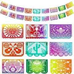 33 Feet Mexican Fiesta Banners -Large Plastic Papel Picado Banner Fiesta Party Decorations