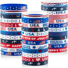 36pcs 4th of July Rubber Bracelets Silicone