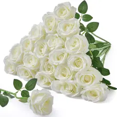 20pcs Artificial White Roses