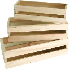 3 Pack Wood Craft Crate Caddy Set for Nesting