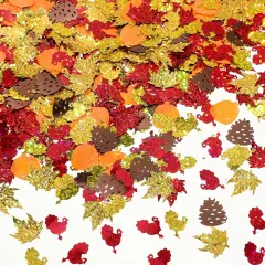 Autumn Fall Confetti Glitter Sequin Thanksgiving Maple Leaves Turkey Pumpkin Confetti Sprinkles Table Decorations for Home Fall Thanksgiving Party Supplies