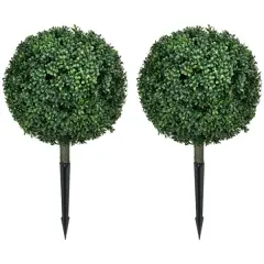 Set of Realistic Round Boxwood Trees &ndash; Faux Topiary for Indoor & Outdoor Decor