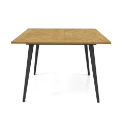 Acacia Wood Metal 4-Person Dining Table with Umbrella Hole