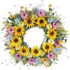 Spring Sunflower Wreaths for Front Door