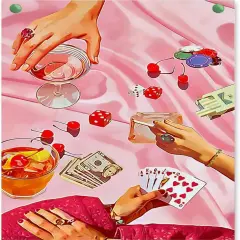 Pink Diamond Art Kits for Adults Beginner,DIY Modern Diamond Painting 5D Round Full Drill Diamond Dots Gem Art Crafts with Tools,Funny Crafts for Home Wall Decor&Gift-12x16in