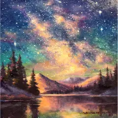Starry Night- Night Music 5D Diamond Painting Kit, Star Diamond Canvas, Square Diamond Art for Adults and All Ages, 13" x 18" (33 x 46 cm)