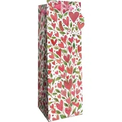 Pack/6: Love Grows Wine Bag - 4-1/2 x 4-1/2 x 14"