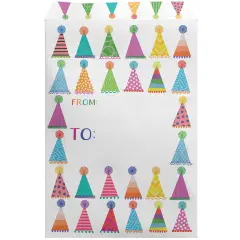 Pack/6: Party Hats Theme Mailing Envelope - 6 x 1/2 x 9-1/2"