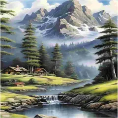 Landscape Paint by Numbers for Adults - Mountain Pine Paint by Numbers for Adults with Brushes, Art Crafts Canvas for Home Decoration 16 x 20 Inch