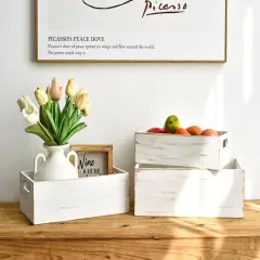 Set of 3 Small Wooden Crates for Display and Organizing