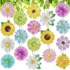 12 PCS Flowers Diamond Painting Keychains Kits