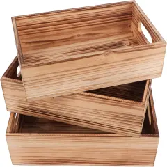 Rustic Crate Storage Decorative Boxes Set of 3